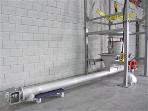 Big bag losstation met kraanbaan en uitvoerschroef